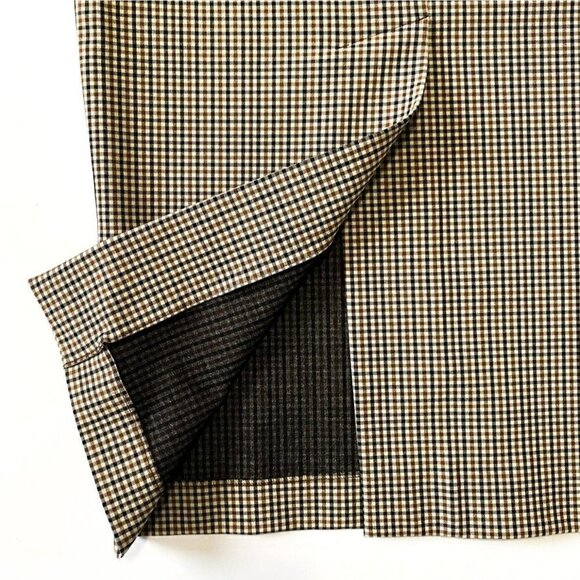 Miu Miu Pencil Midi Skirt Check Brown Black Size 44 IT US 8 - Picture 6 of 12